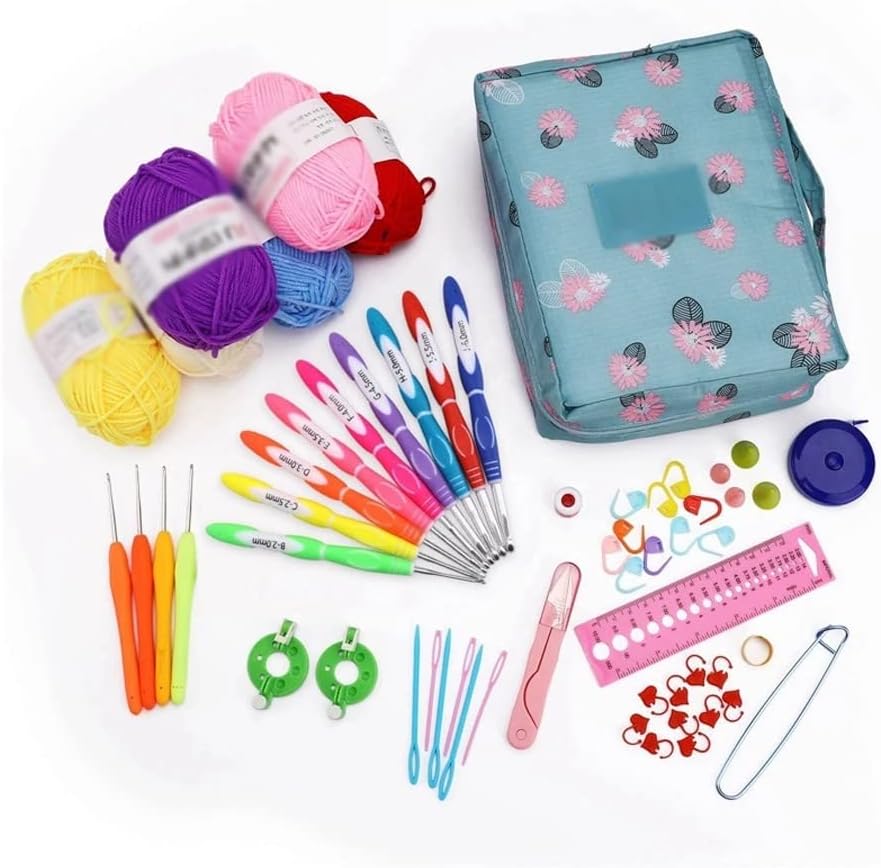 Crochet Hook Set Yarn Knitting Needles Sewing Tools Full Set DIY Sweater Stitch Hand-Knitted Set (Color : A Size : As Shown)
