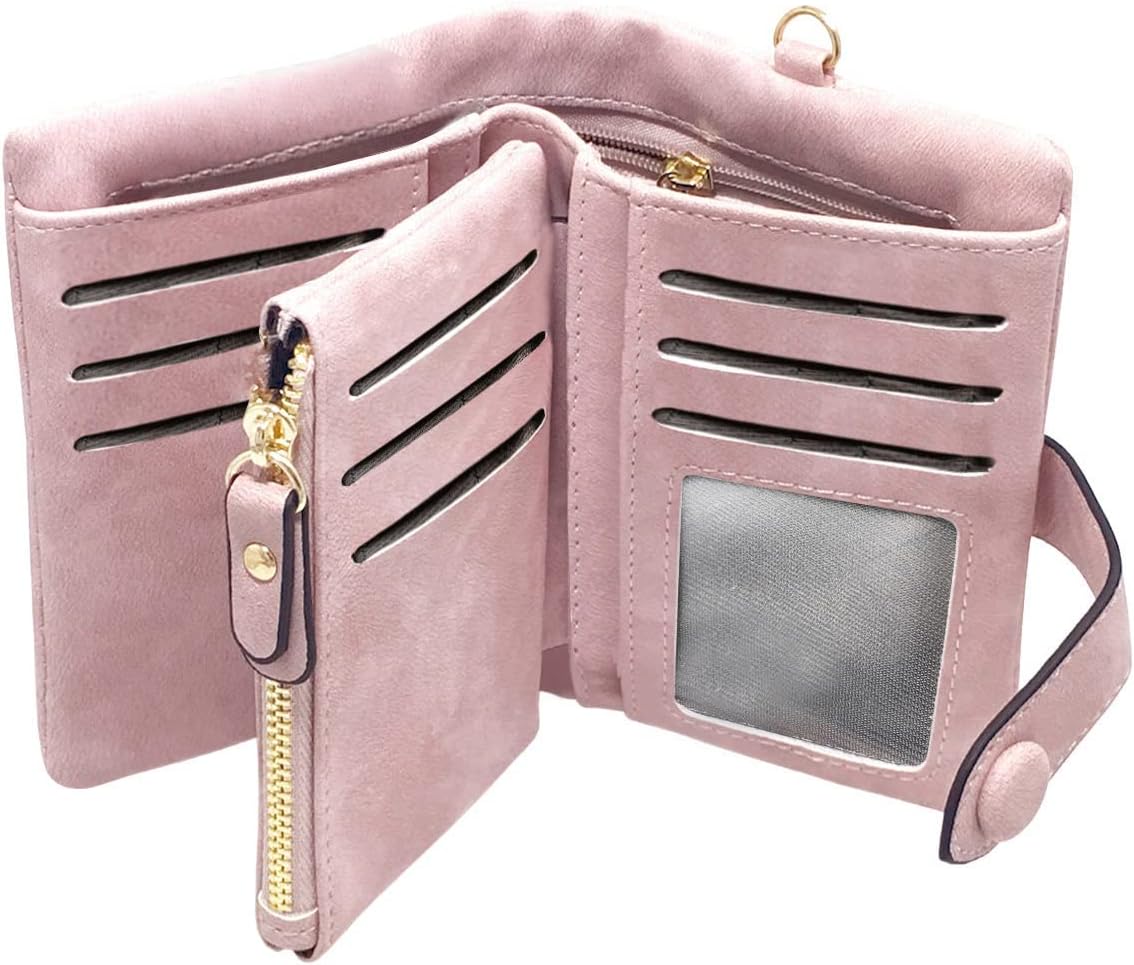 YOTOORFID Leather Wallets for Women Ladies Wristlet Clutch Large Capacity Zipper Purse for Coins Card Holder Organizer Brown Size: M