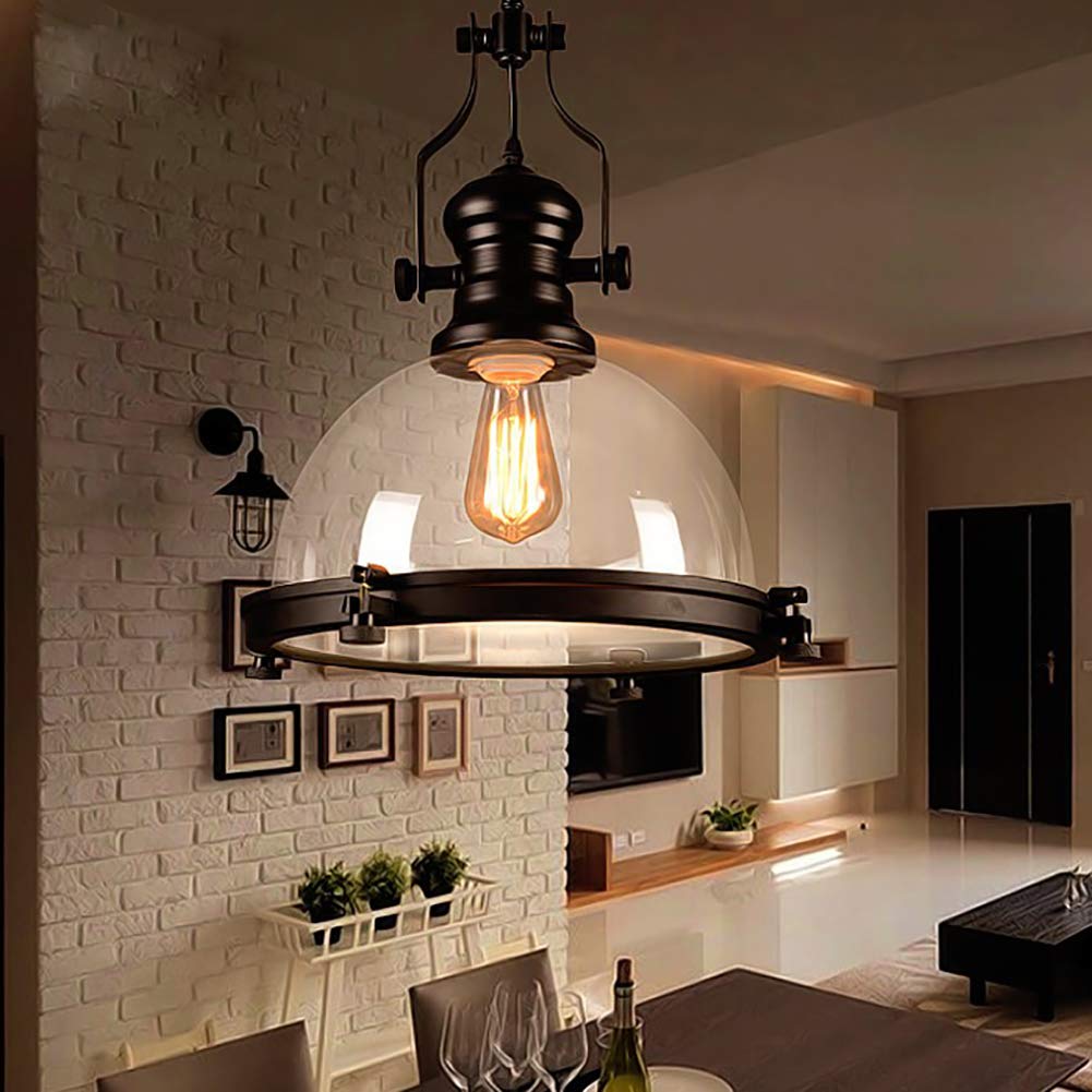 Lámpara De Cristal De Estilo Industrial Retro,Simple Individual-lámpara De Araña Con Cabeza,Luces Del Restaurante,Lámparas,Luces Del Restaurante,Luces De Bar,Luces De Cafetería,Luc-Negro. 30 * 37cm