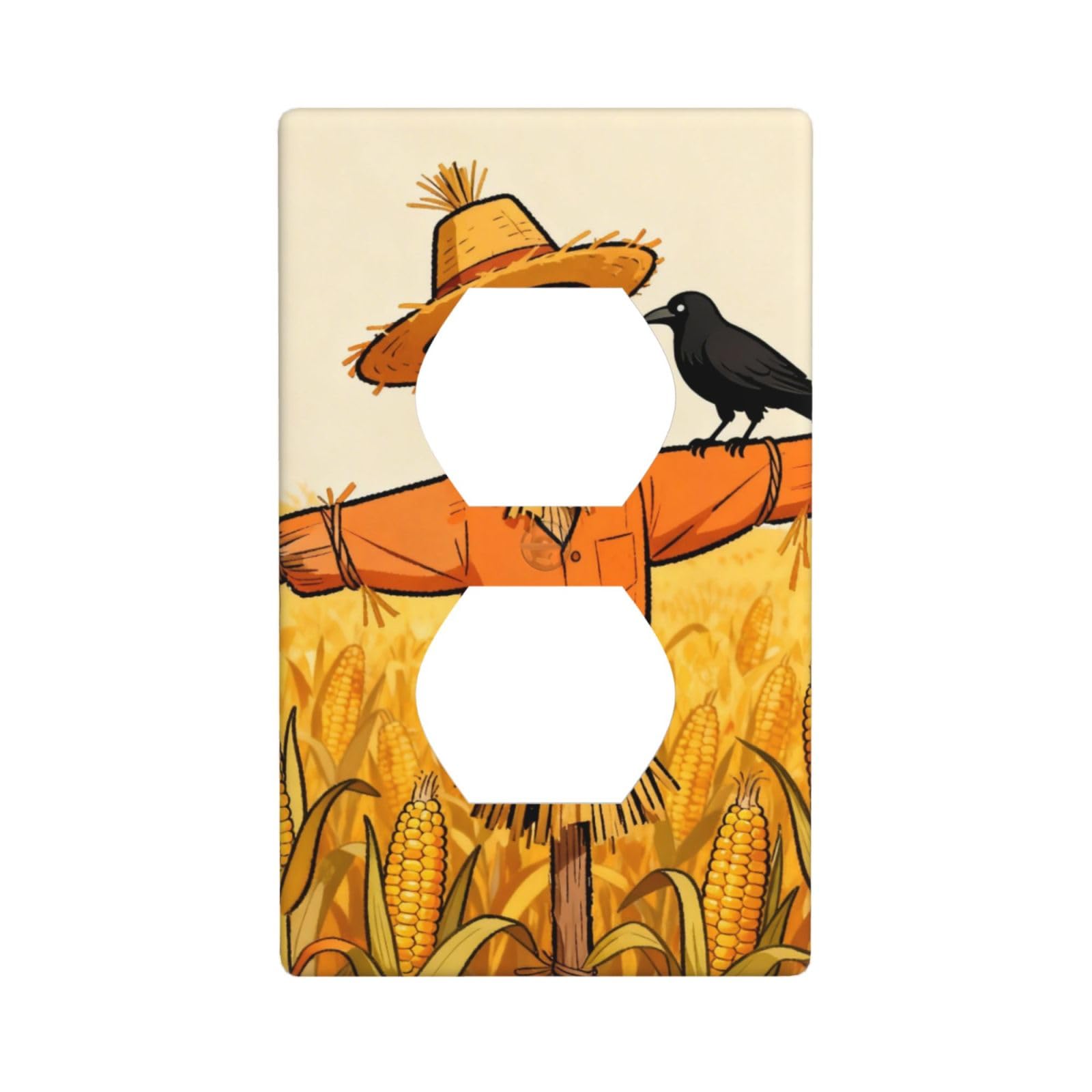 Scarecrow Crow Decorative Switch Plate Cover-Unbreakable Polycarbonate Wall Plate for Home Office, 1 Gang with Screws
