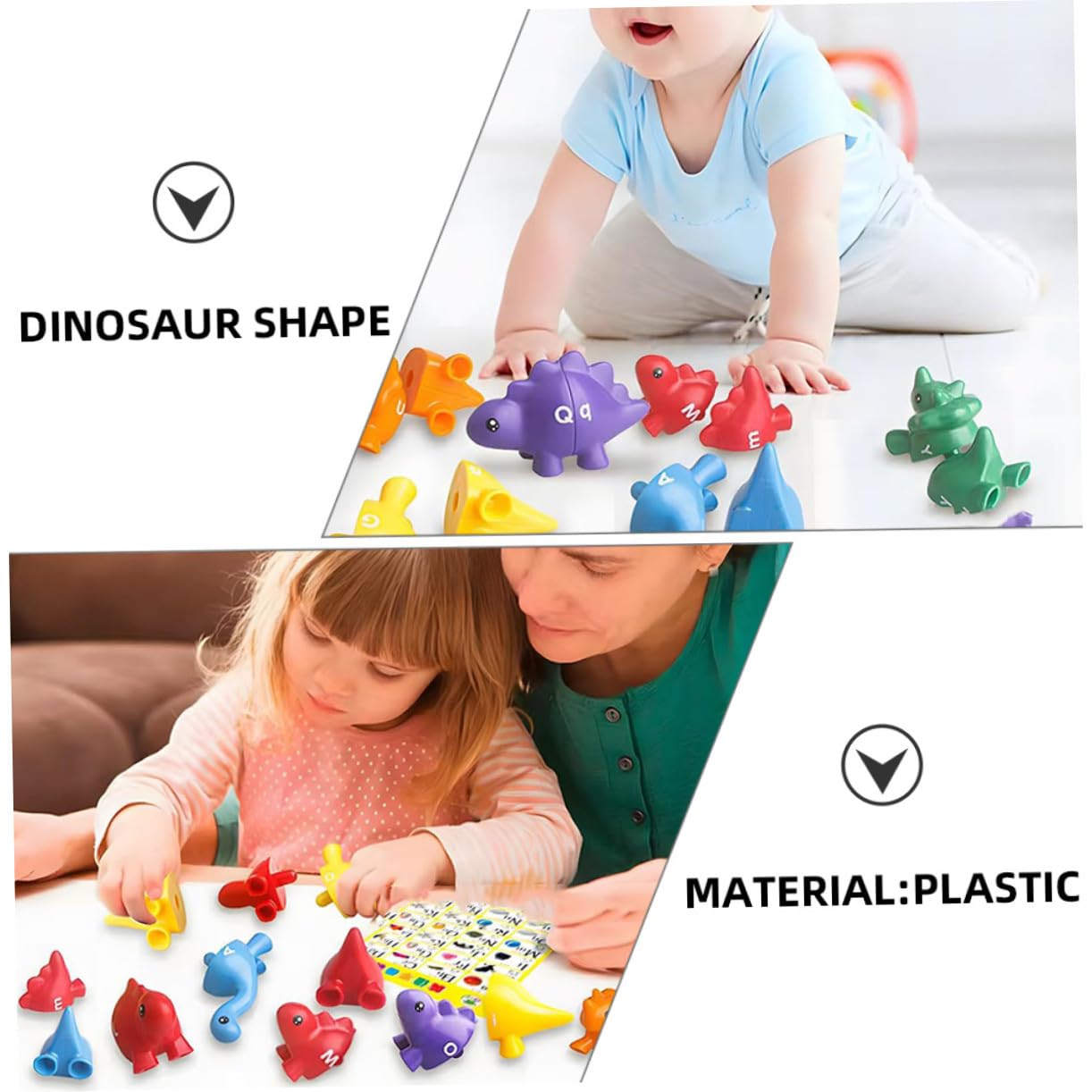 VANZACK Giocattolo Educativo Precoce Dinosauri Abbinamento Lettere per Bambini Piccoli, Set 13 Pezzi, Gioco Cognitivo per Asili Nido e Scuola Materna, Apprendimento Portatile per Ordina e Abbina