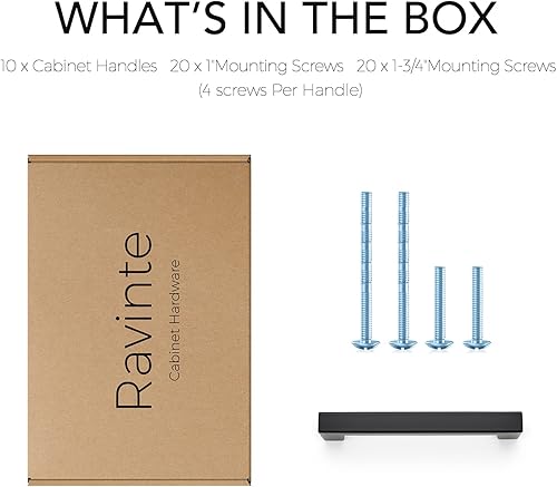 Vista 213 de Ravinte Paquete de 20 manijas cuadradas de gabinete de cocina de 18 pulgadas, color negro mate, tiradores de cajón negros, manijas de gabinete