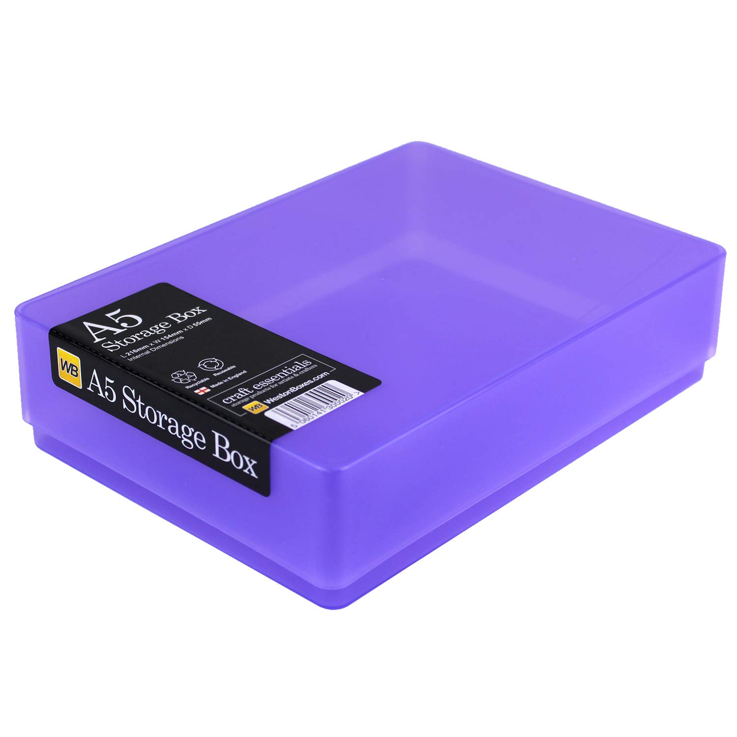 Westonboxes Purple A5 Colourful Storage Box With Lid, Craft And Office Storage