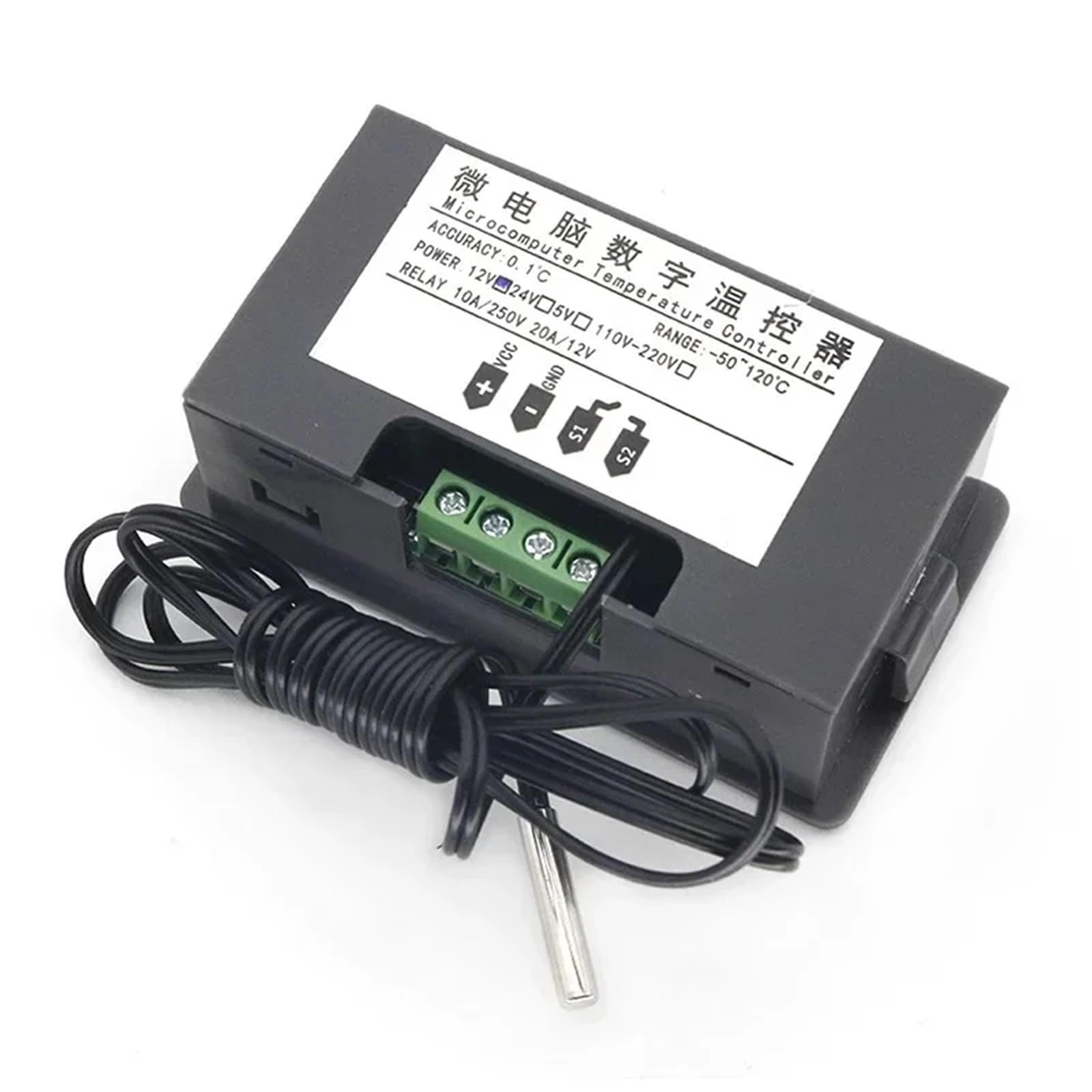 W3230 Mini regolatore di temperatura digitale 12V 24V 220V termostato regolatore riscaldamento raffreddamento controllo termoregolatore con sensore(DC 12V)