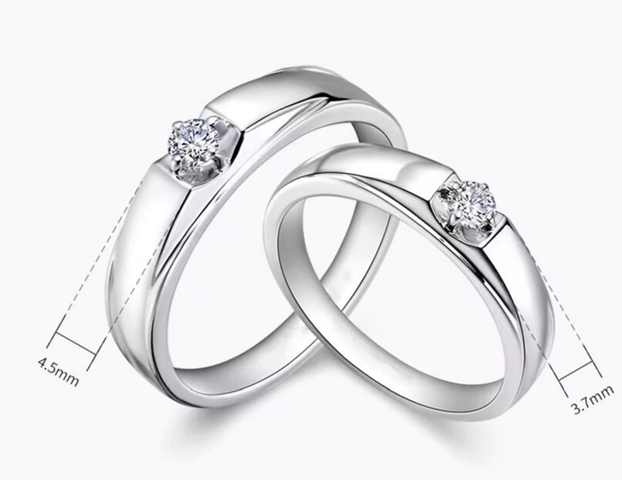 Anillo de compromiso de oro de 9 quilates, apto para bodas de 0,1 ct, oro auténtico 375, alianzas de boda de 4,5 mm para hombres, talla 70 (22,3)