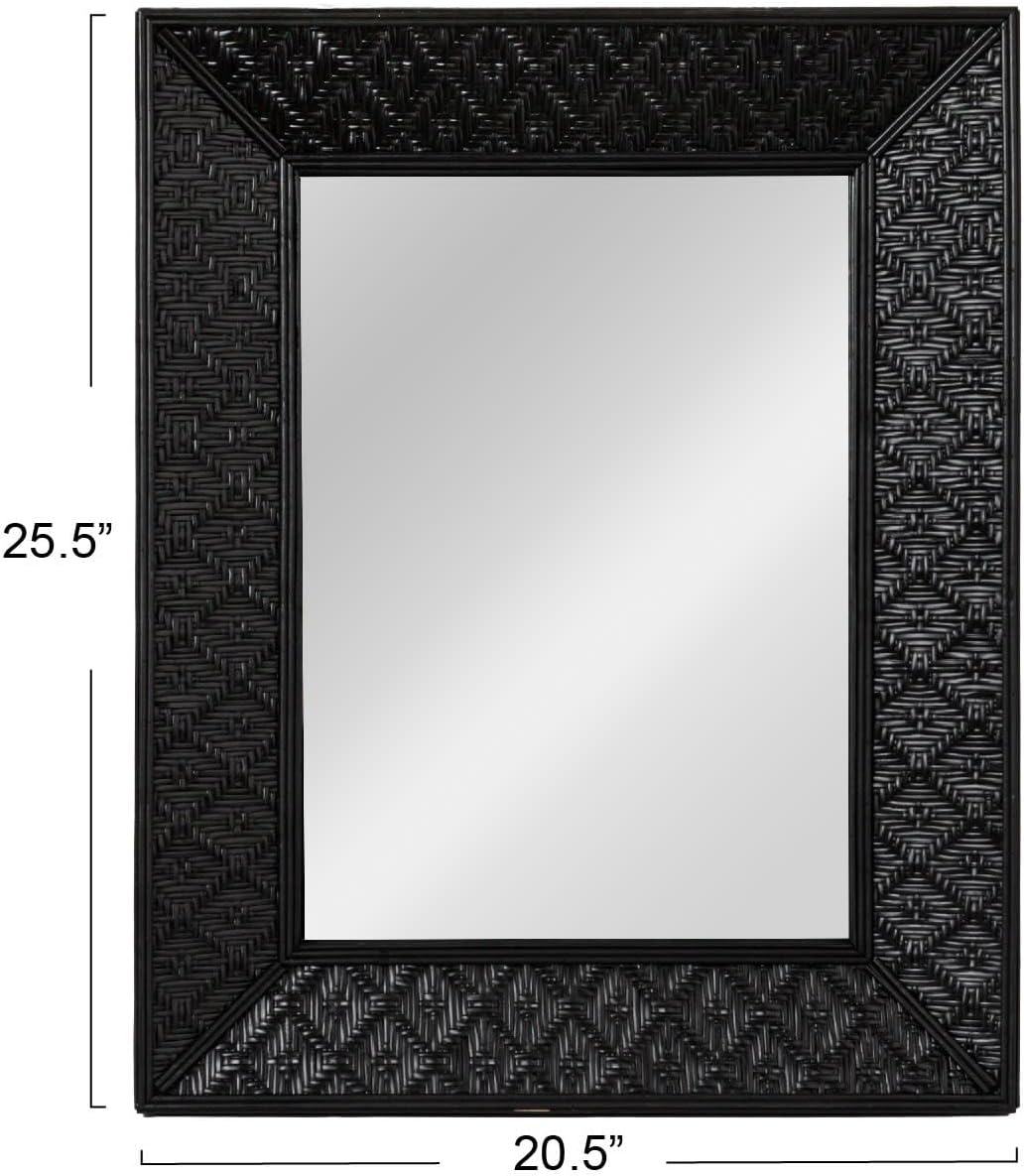 Creative Co-Op Rattan Rectangle Wall Mirror, Black