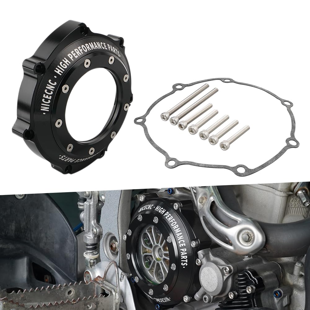 Photo 1 of NICECNC Clutch Case for ATV Compatible with Yamaha YFZ450 2006 2007 2008 2009 2013, YFZ450R 2009 2010 2011 2012 2013 2014 2015 2016 2017-2023 Transparent Cover, Replacement for 5TG-15415-00-00