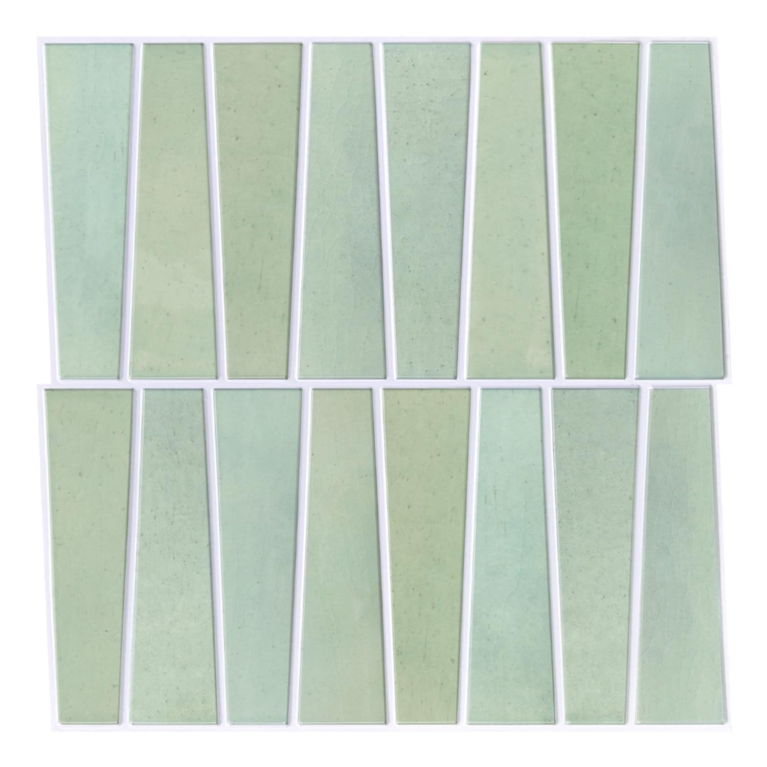 Commomy Azulejos adhesivos 3D verde claro, 10 unidades, 30 cm x 30 cm, mate