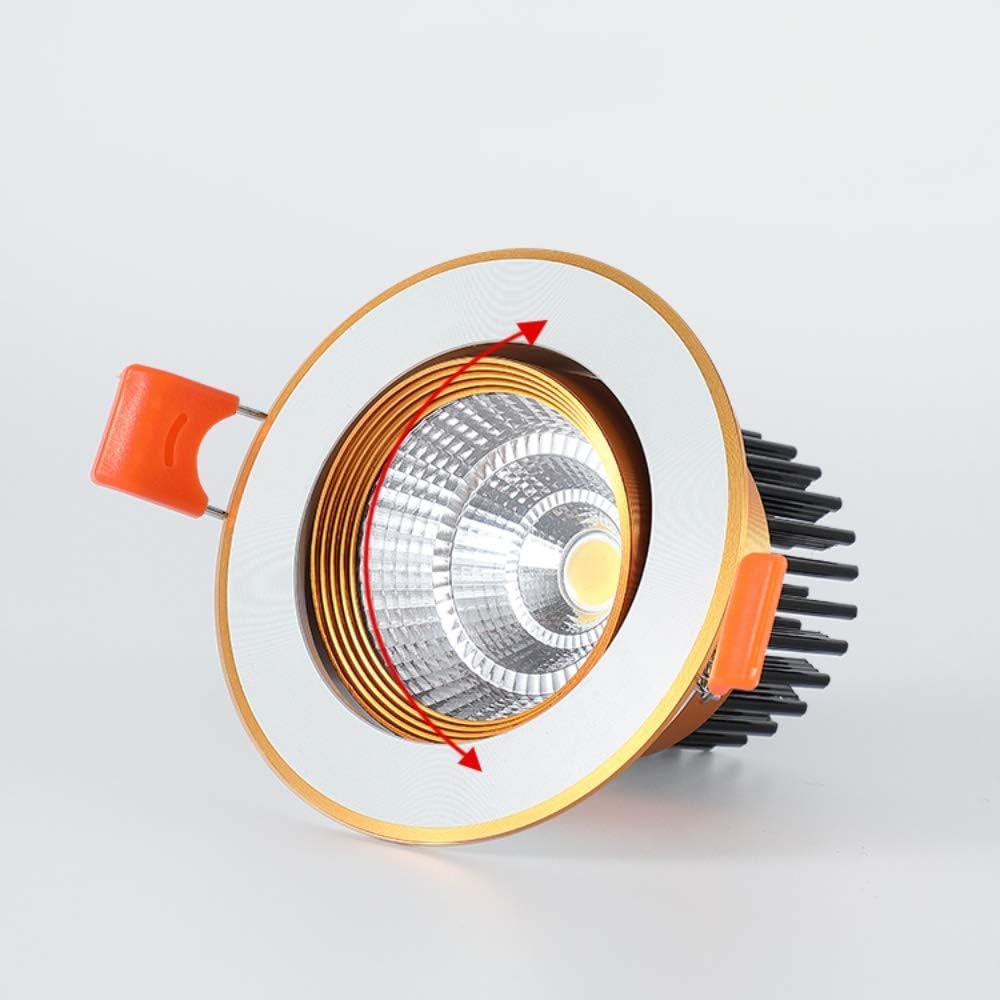 Recessed Tricolor Light LED Recessed Spotlight Anti-Glare CRI90 LED Recessed Downlight CRI90 30 ° Adjustable Angle COB Downlight Recessed Ceiling Light for Clothing Store Showroom Integrated
