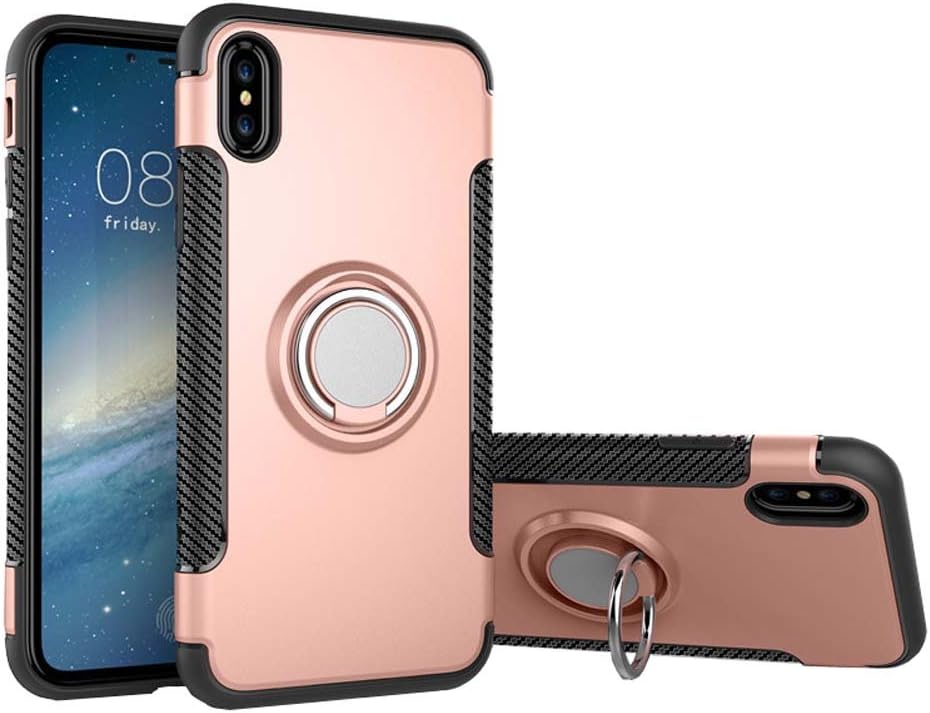 iPhone 6 plus Case,iPhone 6splus Case,CCgo Hybrid Dual Layer 360 Rotating Ring Support Stand Shock-Absorption Hard PC Soft TPU Bumper Case for iphone 6/6s plus Rose Gold