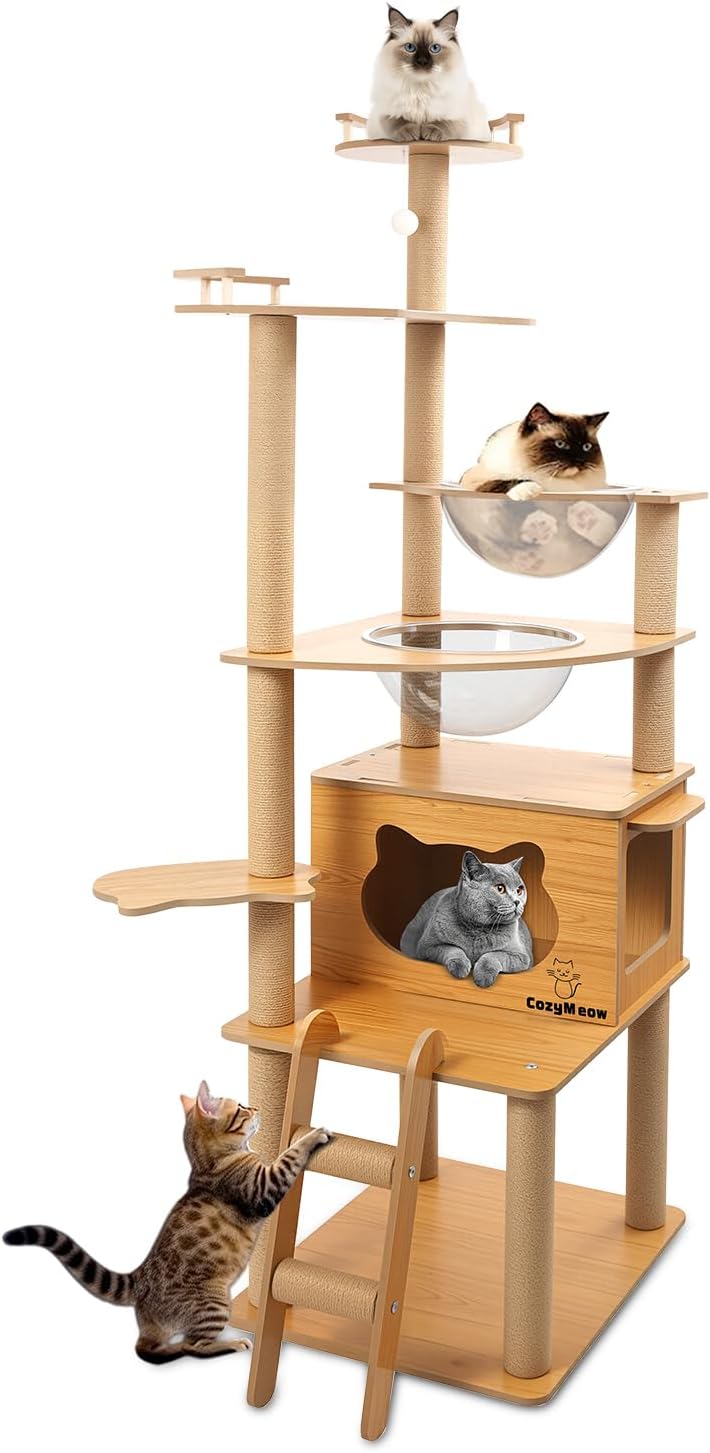 キャットタワー 木製 スリム 宇宙船 据