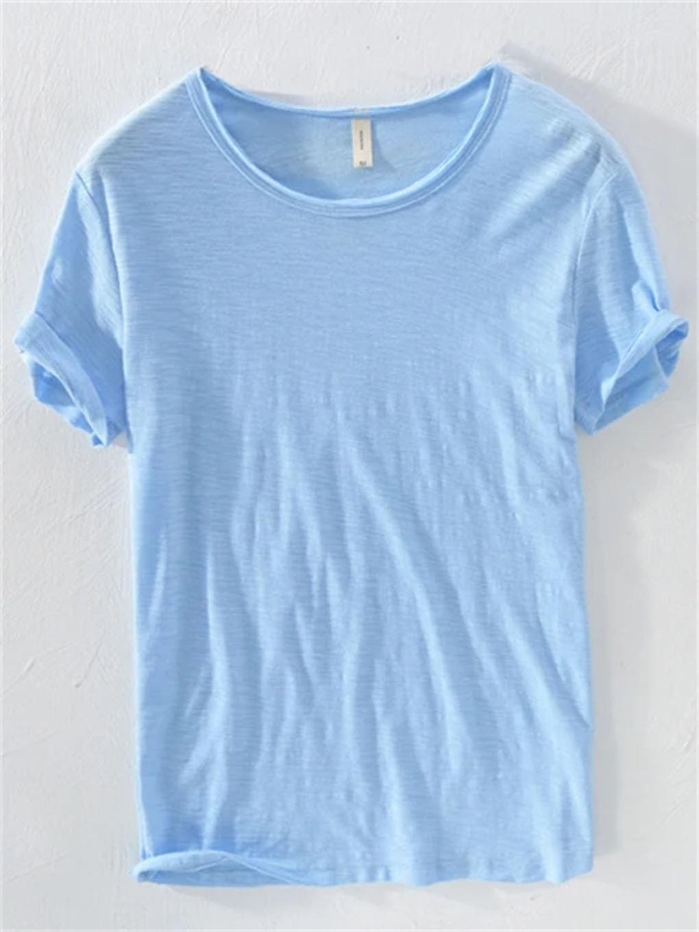 Thin Men's Lightweight O-Neck T-Shirt Loose Cotton Breathable Tee Top