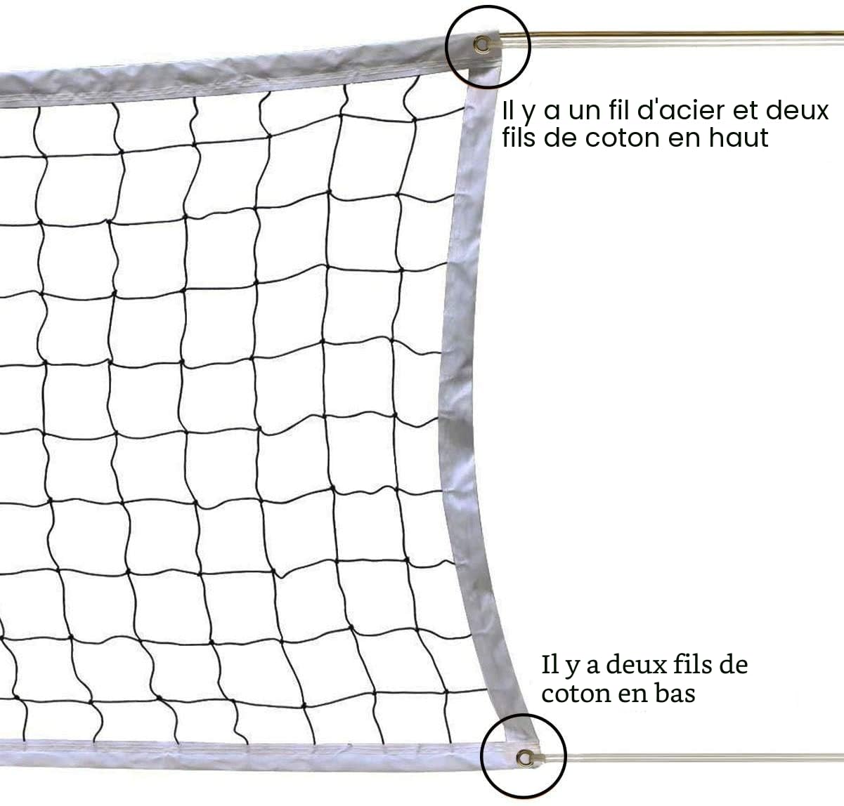 Filet de Volleyball 9.5M x 1M de Plage avec Sac