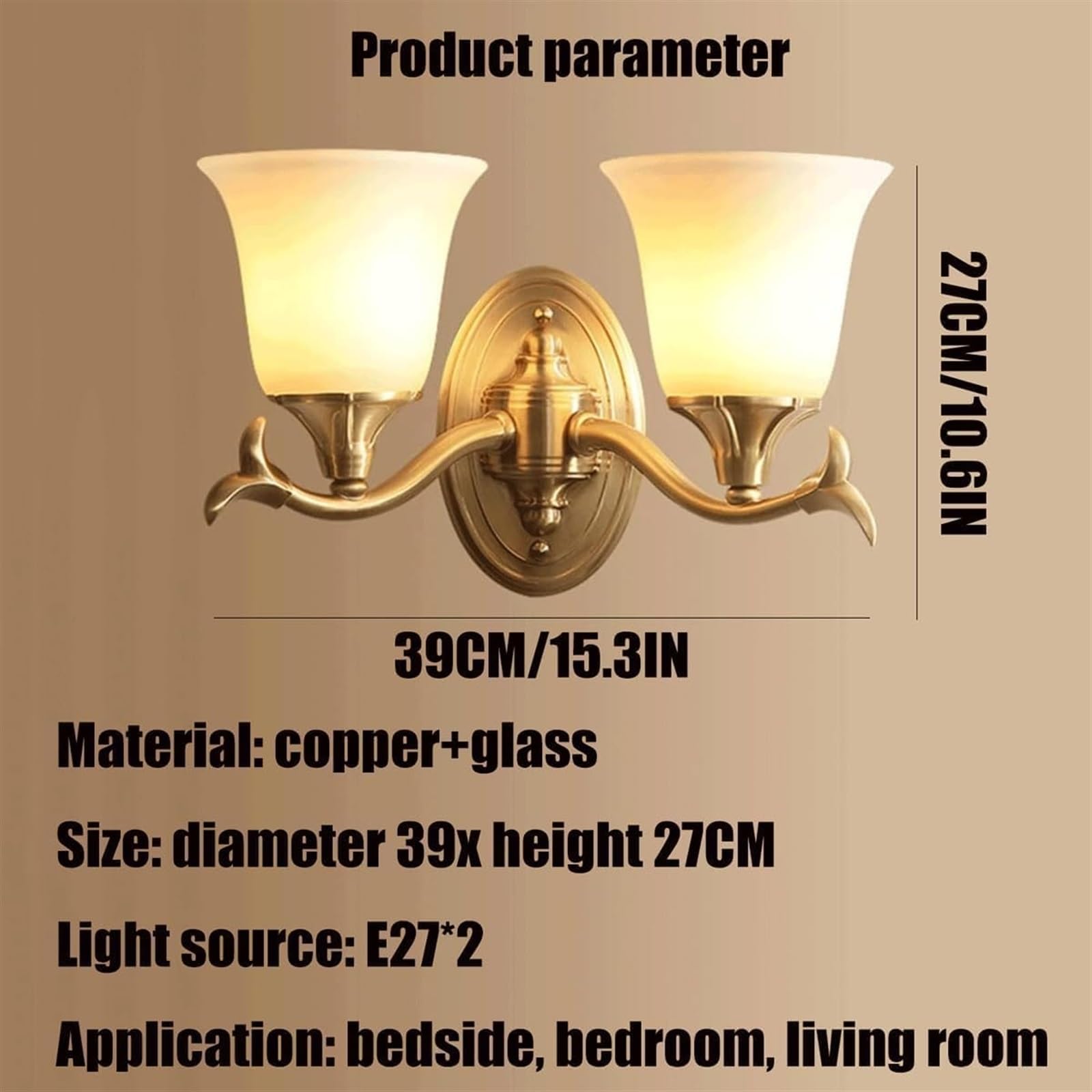 Applique da Parete Vintage a Doppia Testa, Moderna Lampada da Parete in Ottone per Interni con Vetro Bianco Satinato, Lampada da Parete di metà secolo per Interni, Comodino, Camera da Letto, bagn