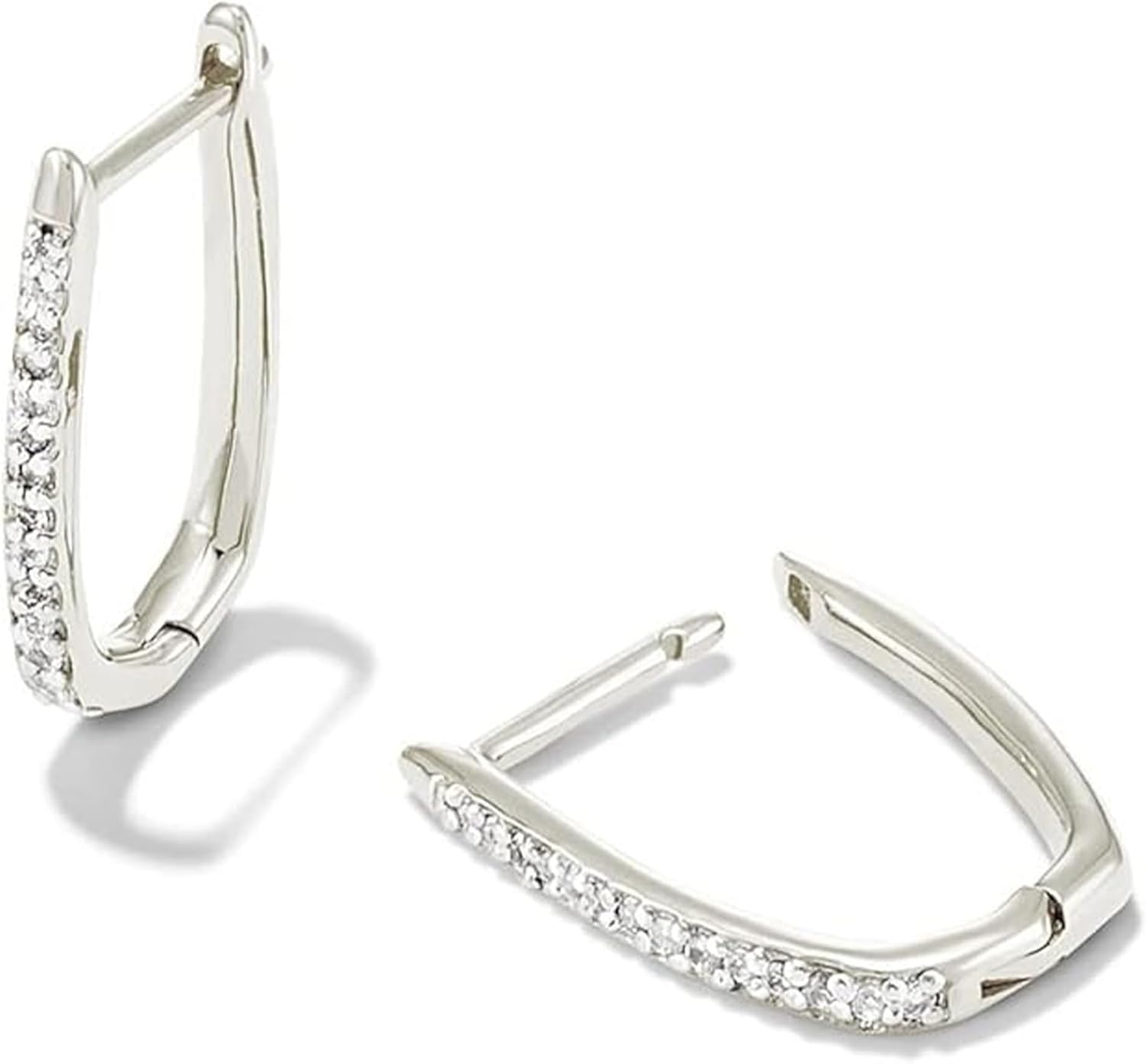 Kendra Scott Ellen Luxe Sterling Silver Huggie Earrings in White Sapphire, Fine Jewelry for Women