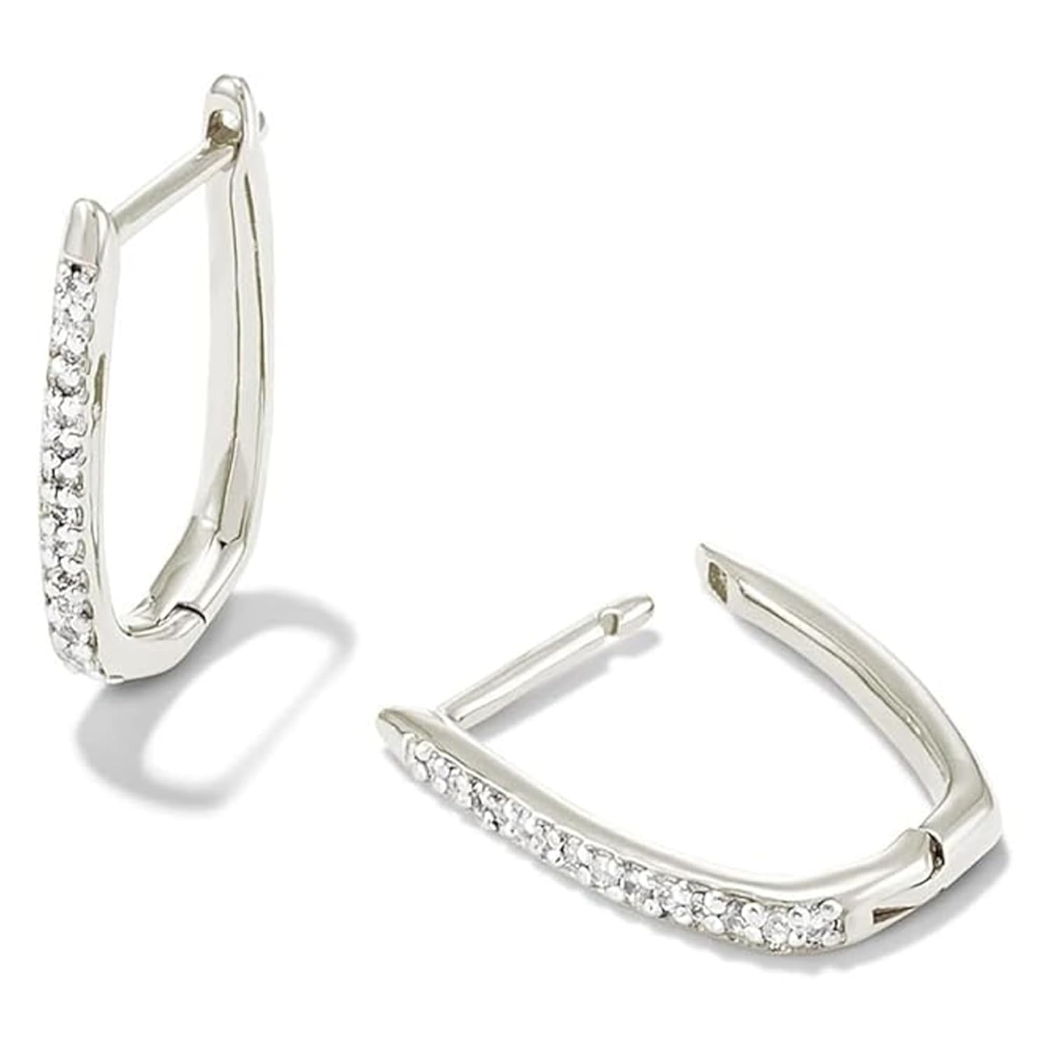 Kendra Scott Ellen Luxe Sterling Silver Huggie Earrings in White Sapphire Fine Jewelry for Women