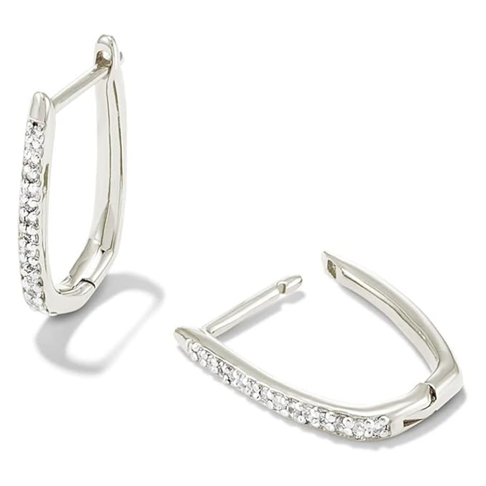 Kendra Scott Ellen Luxe Sterling Silver Huggie Earrings in White Sapphire Fine Jewelry for Women