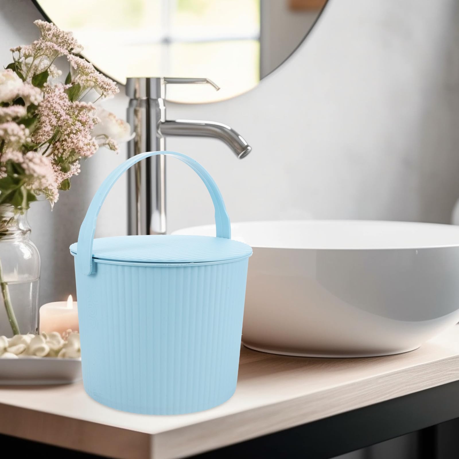 Plástico Cubo Almacenamiento Asas Tapa y con para Casa