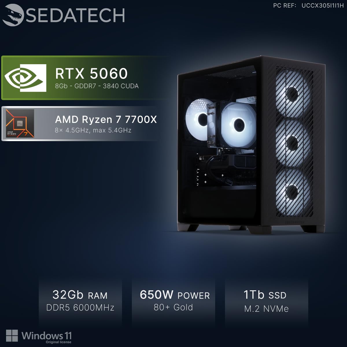 Sedatech PC Gaming • AMD Ryzen 7 7700X • RTX5060 • 32Gb DDR5 • 1Tb SSD M.2 • Win 11