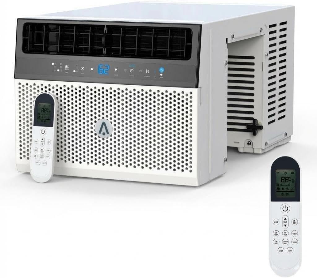 8000 BTU Mini Window Air Conditioner Heat Pump, WiFi Enabled Ductless AC Heater System for Up to 350 Sq Ft, Inverter Energy Saving, Ultra Quiet, 5 Modes, 4D Airflow, Remote Control