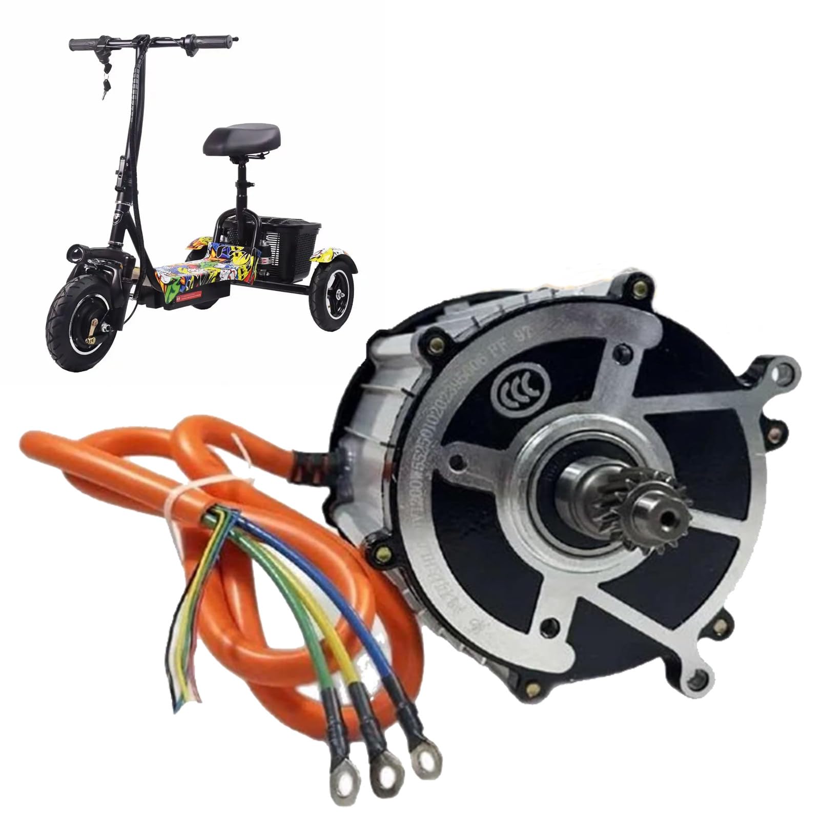 1000W-4000W Electric Tricycle Differential Motor, Electric Brushless DC Motor, High-Torque Pure Copper Differential Motor, 5-Hole 16-Tooth Motor, Pure Copper Coil, for DIY Vehicle Upgrade. 48V-2500W