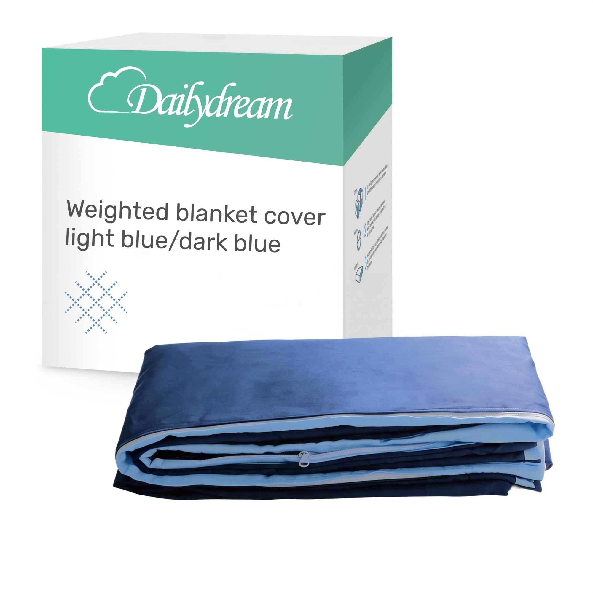 Dailydream Fodera per coperta per adulti 135 x 200 cm | bicolore blu | 100% cotone | rivestimento sostitutivo | lavabile | traspirante e delicato sulla pelle | copertina per peso bianco