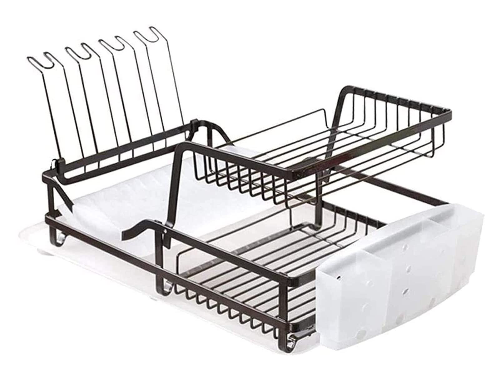 AZHKJKZH Dish Rack 2-Layer Carbon Steel Dish Rack Drain Shelf Draining Board Drainer Kitchen Cutlery Storage For Small Kitchen