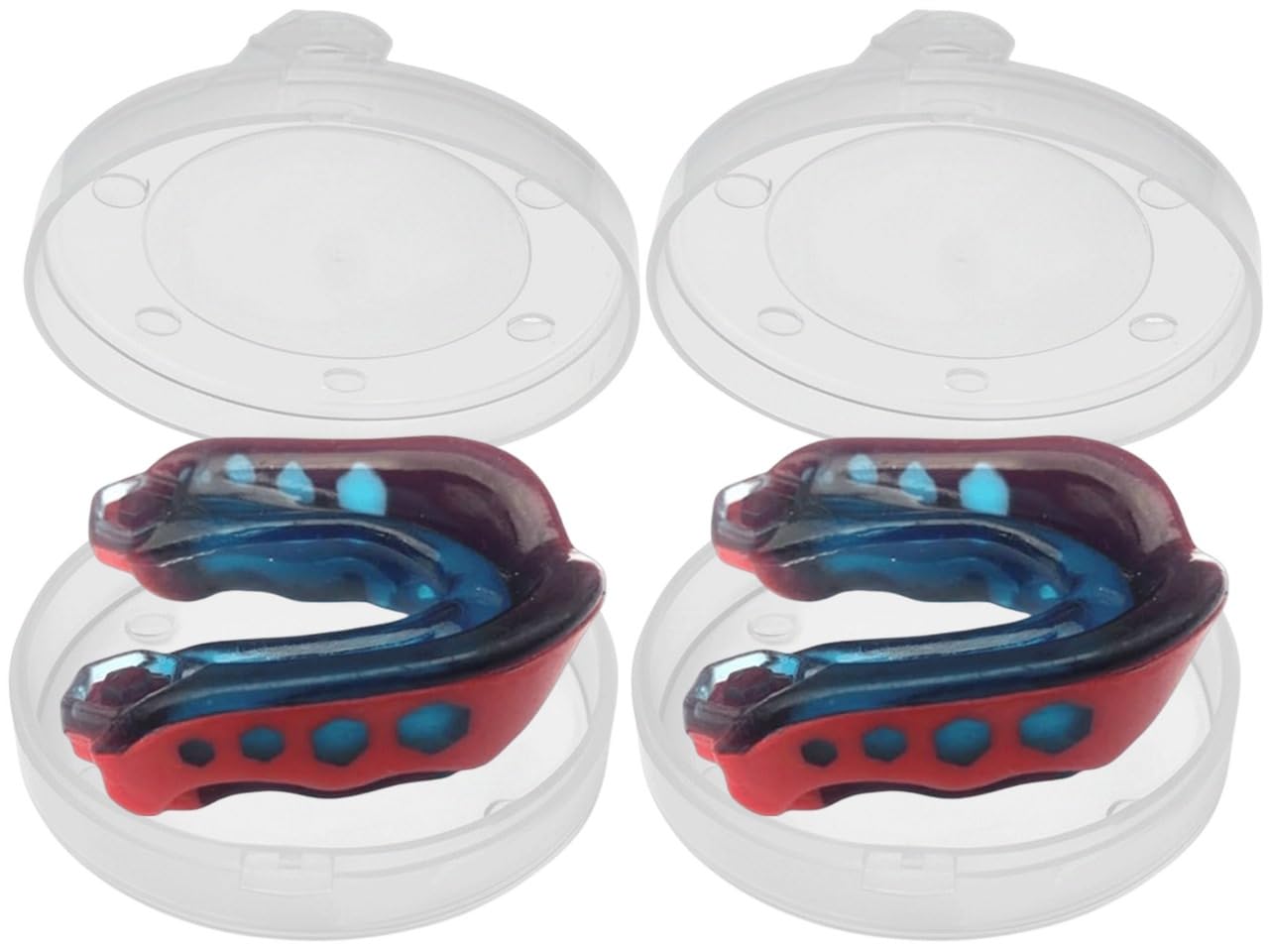 2 x Youth Junior Gum Shield Mouth Guard for Kids Dental Protection for Boxing MMA Martial Arts Hockey Rugby Karate Shock Absorbing Sports Mouthguard (Orange - Transparent Blue, Youth (up to 15 Years))