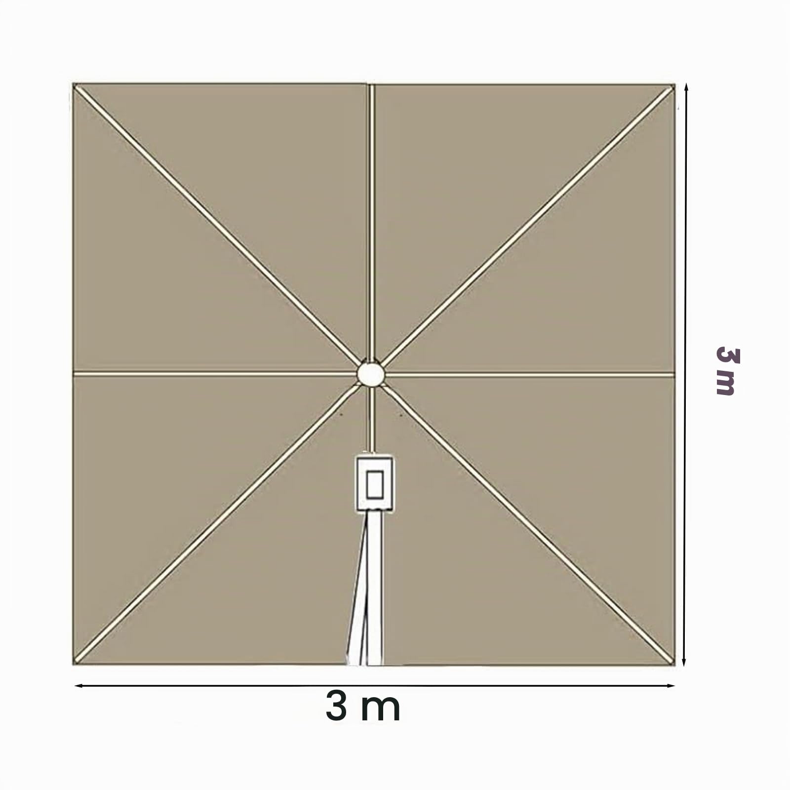 Toile de Parasol Déporté Carrée de Remplacement, 8 Baleines, avec Bouton Poussoir, Protection UV – pour Jardin, Terrasse, Marché(Red,3mx3m/10ftx10ft)