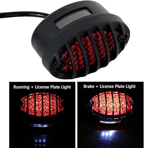 Miniatura 2 de FATECIM Luz trasera LED de forma ovalada personalizada para motocicleta, ojo de gato, luz de freno, luz de frenado, lente roja, lámpara de matrícula
