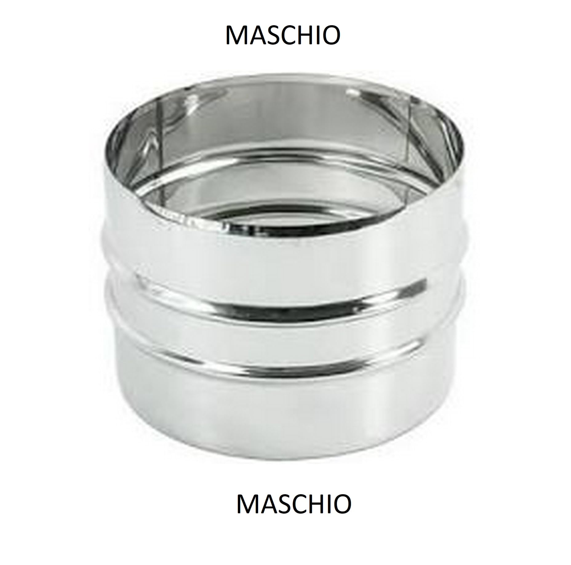 Manicotto maschio/maschio in acciaio inox per canne fumarie D80mm (INOX D 200mm)
