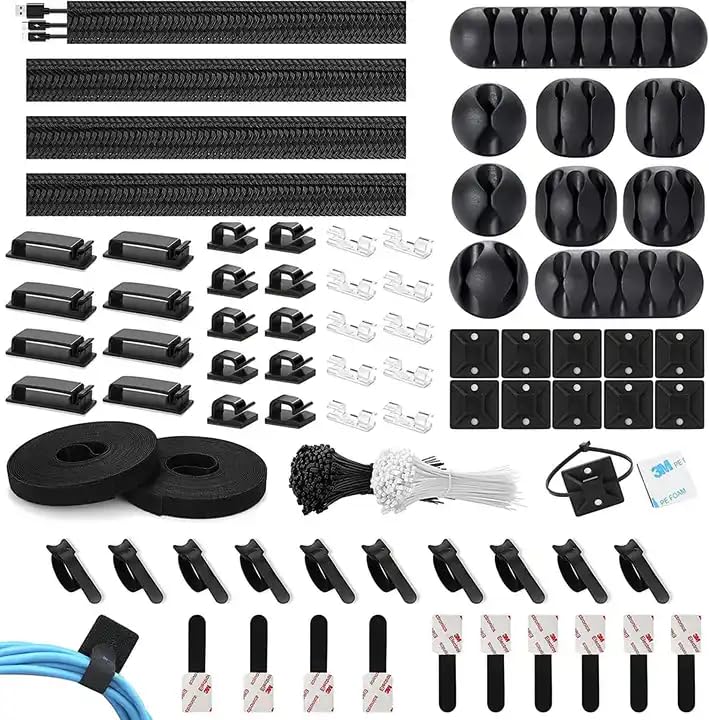 273 Pcs Cable Management Kit, Cable Organizer for Office and Home. Useful Wire/Cord Organiser for Power Cord, USB Cable, TV Cable, PC, Desktop Cable clips bundle, Cable Management Clips