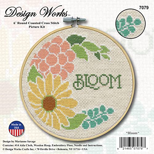 Image of Bloom Counted Cross Stitch Kit with Hoop