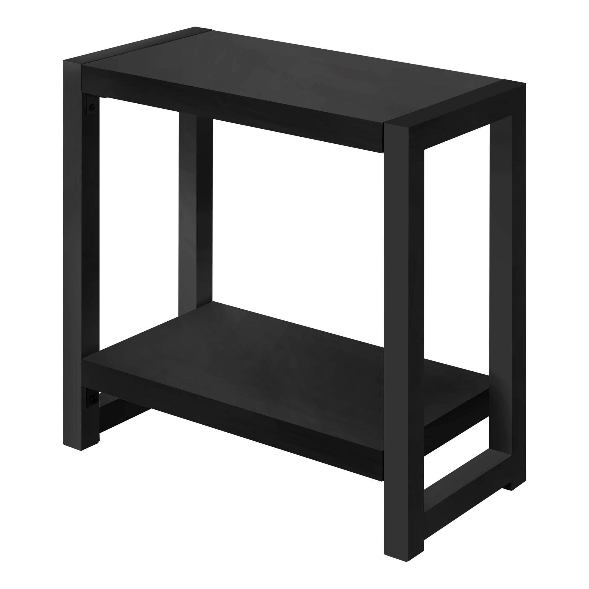 Monarch Specialties 2081 Accent Table, Side, End, Narrow, Small, 2 Tier, Living Room, Bedroom, Metal, Laminate, Black, Contemporary, Modern Table-22, 23.75" L x 11.75" W x 22" H