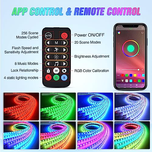 Nilight TL-301 6Pcs Car Underglow Neon Accent Strip Lights 300 Leds Multi Color Rgb-Ic Diy Sound Active Function Music Mode With App Control And Remote Control Underbody Light Strips thumb #2