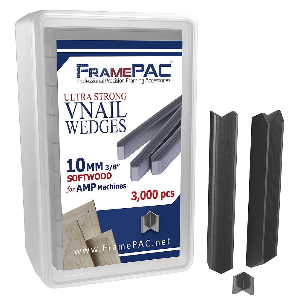 V Nails for Picture Frames Softwood (AMP) 10mm (3/8 Inch) [3000 V-Nail Pack, Stacked] - (for use in Automatic V Nailer for Picture Framing, Automatic V Nailer for Picture Frames)