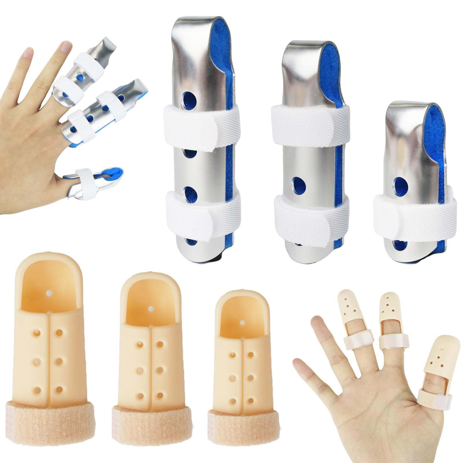 Naturahand 6 Pcs Finger Splints Finger Support Brackets Finger Stabilizers Fracture Rehabilitation Finger Straightening Arthritis Knuckle