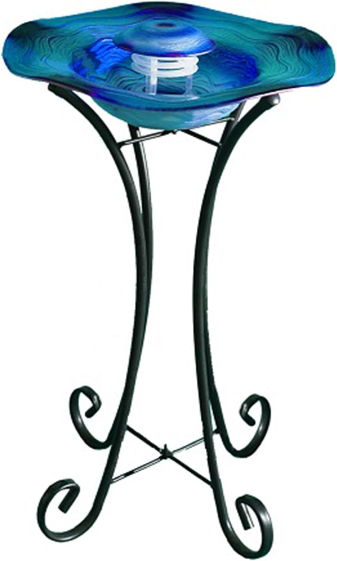 XBrand 27" LED Mist Indoor Floor Fountain, Freestanding Water Feature with Inline Control, Aromatherapy, Glass & Metal, Blue