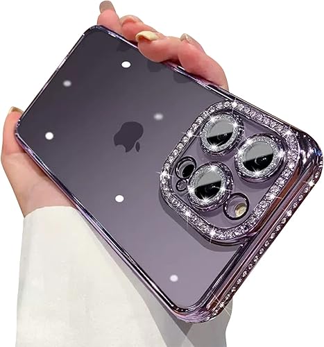Fycyko Funda para iPhone 12 Pro Max con protector completo de cámara con diamantes de purpurina y brillantina, transparente, bonita funda a prueba Fycyko Funda para iPhone 12 Pro Max con protector completo de cámara con diamantes de purpurina y brillantina, transparente, bonita funda a prueba