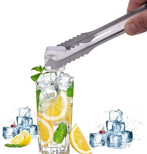 Miniatura 7 de 1 pinza de hielo de acero inoxidable, pinzas para servir para hielo, pinzas para pan antiadherentes, pinzas para servir con dientes para cocina (L)