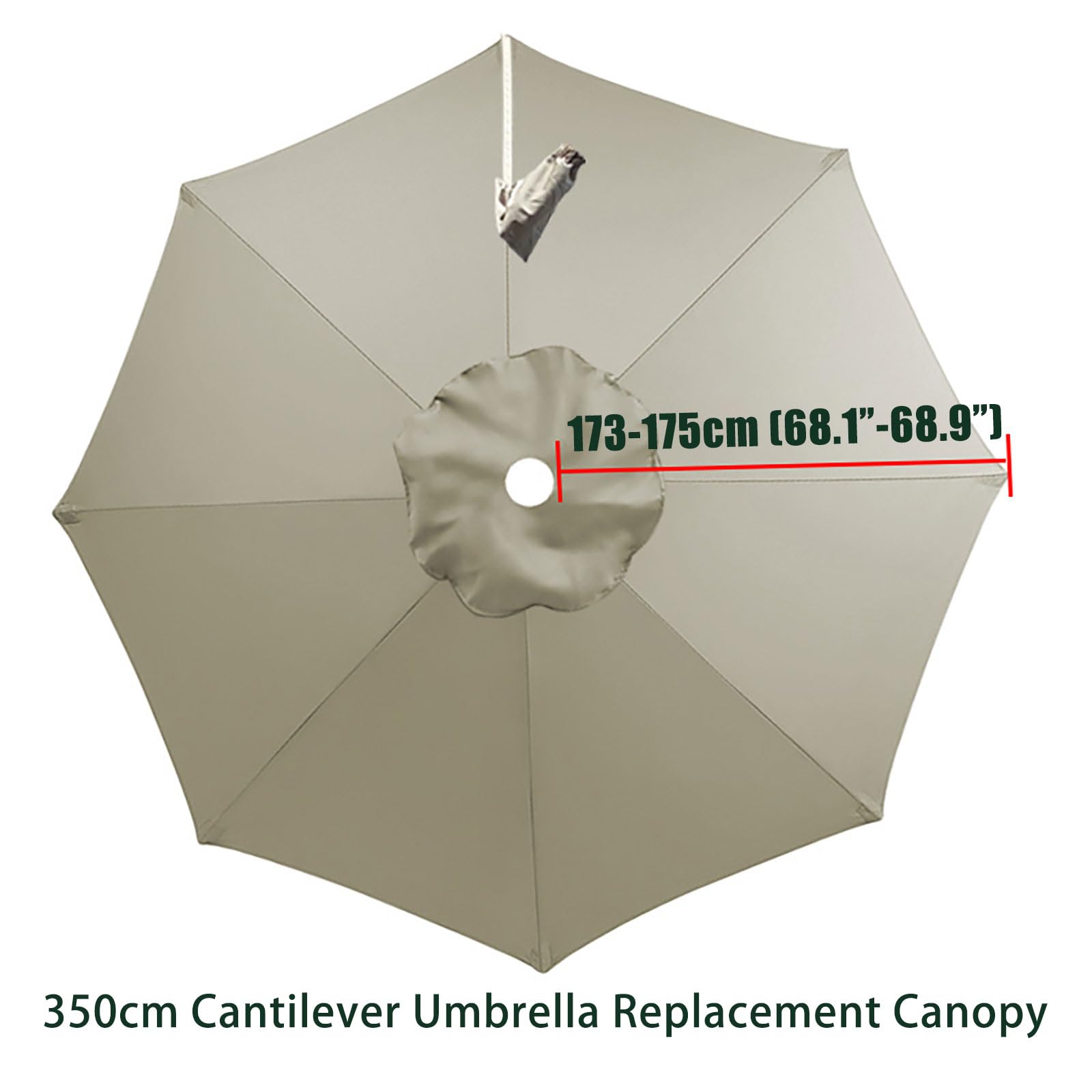 toile parasol 3.5m déporté four baleines 173-175cm avec Scratch