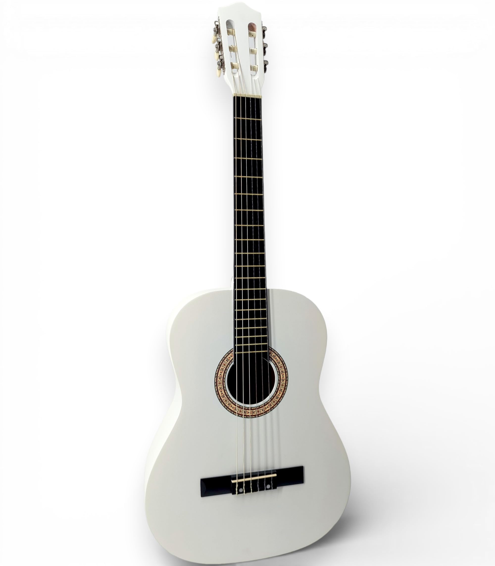Guitare Classique Adulte 4/4 Gaucher + Housse Sac à Dos + 6 Médiators + Cours Vidéo Offerts – Cordes Nylon, Livrée Accordée (Blanc, 4/4, Gaucher)