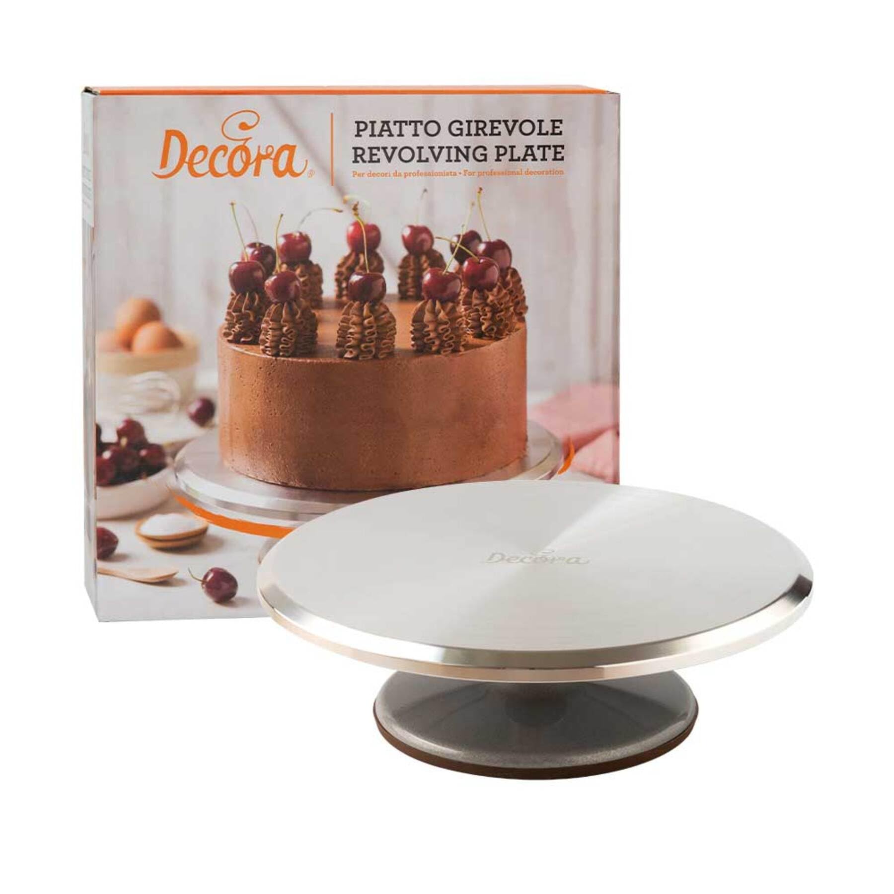 Decora Piatto Girevole Per Torte Professionale In Alluminio Ø31 H 9,5 Cm