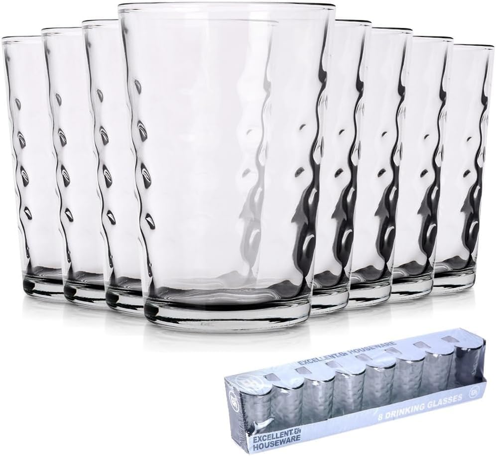 Vilde Gläser-Set Trinkgläser Gläser set Wassergläser Saftgläser Universalgläser als Wasser Glas I hohe Stoßfestigkeit Saftgläser Schorlegläser Longdrinkgläser Trinkgläser Glass - 200 ml - 8 teilig