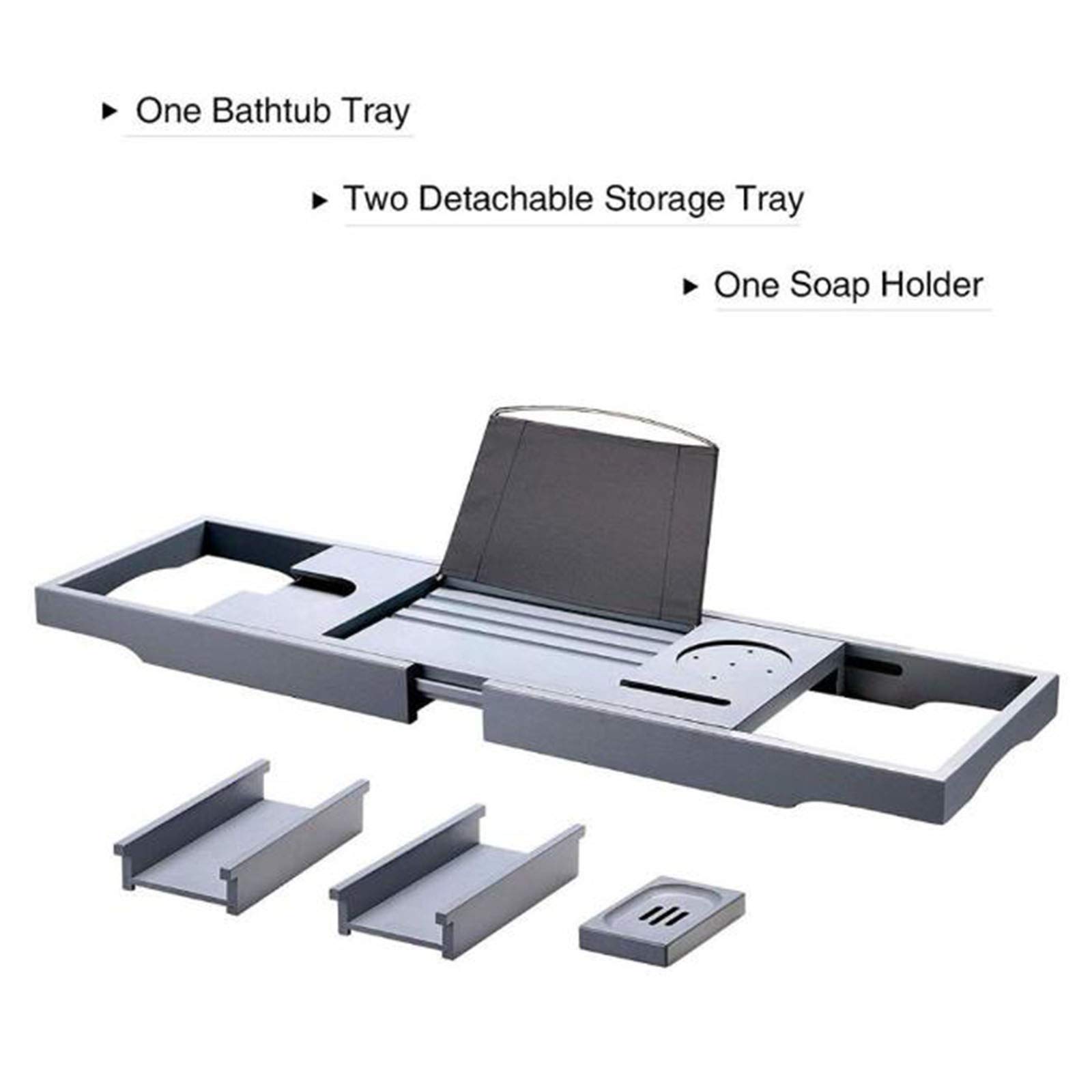 Bandeja Ajustable de bambú para bañera Incluye bandejas de SPA Desmontables y Soporte para jabón Accesorios para bañera de bambú Bandeja de Servicio de bañera intrincada y Natural