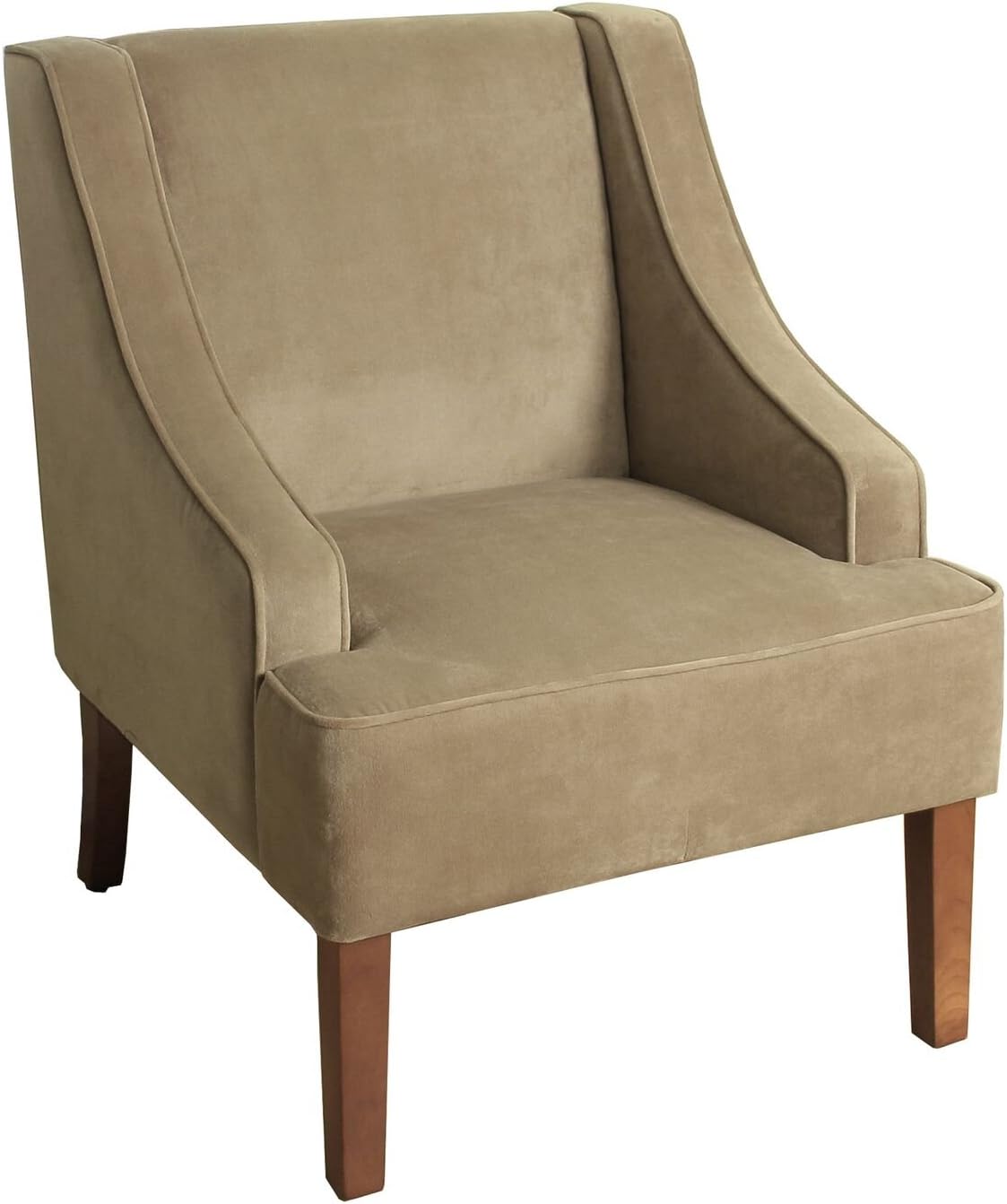 Homepop Home Decor | Upholstered Swoop Arm Accent Chair | Accent Chairs for Living Room & Bedroom | Decorative Home Furniture, Tan Velvet