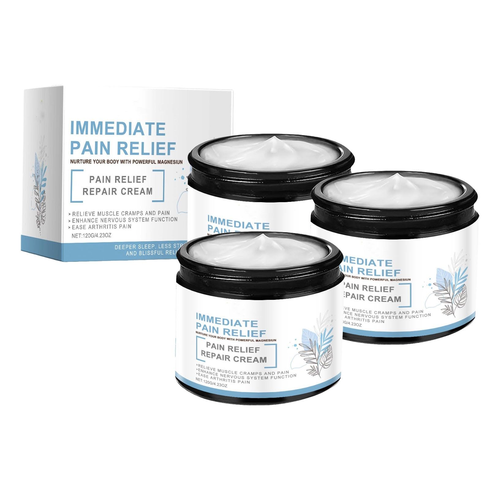 Aoseiens 3Pc Ourlyard Magnesium Pain Relief Cream, Magnesium Pain Relief Healing Cream For Sleep & Muscle Relief, Soothing Magnesium Lotion