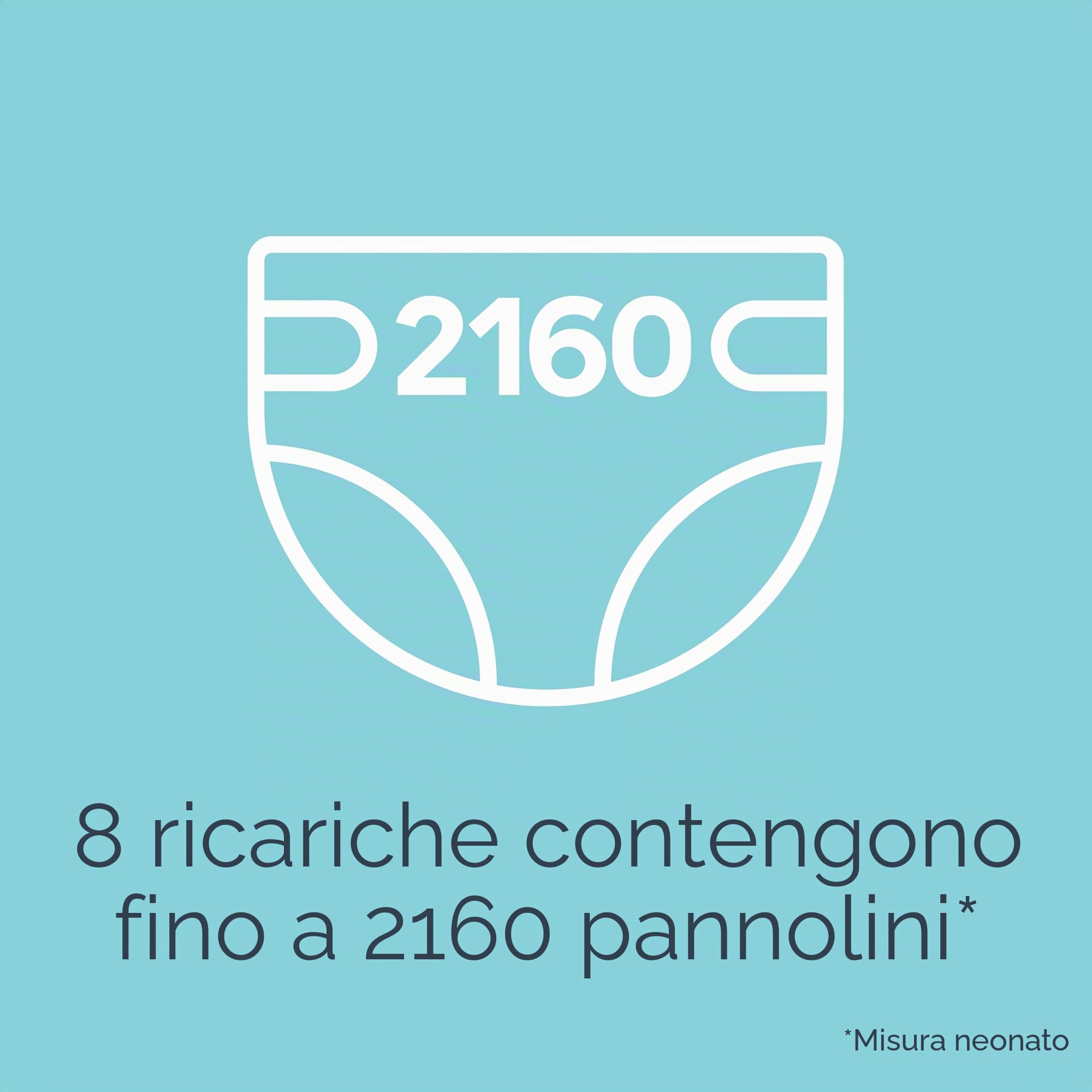 Diaper Genie - Sacchetti di ricarica per mangiapannolini, 270 pezzi (confezione da 8) con tecnologia Max Odor Lock, contengono fino a 2160 pannolini per neonati
