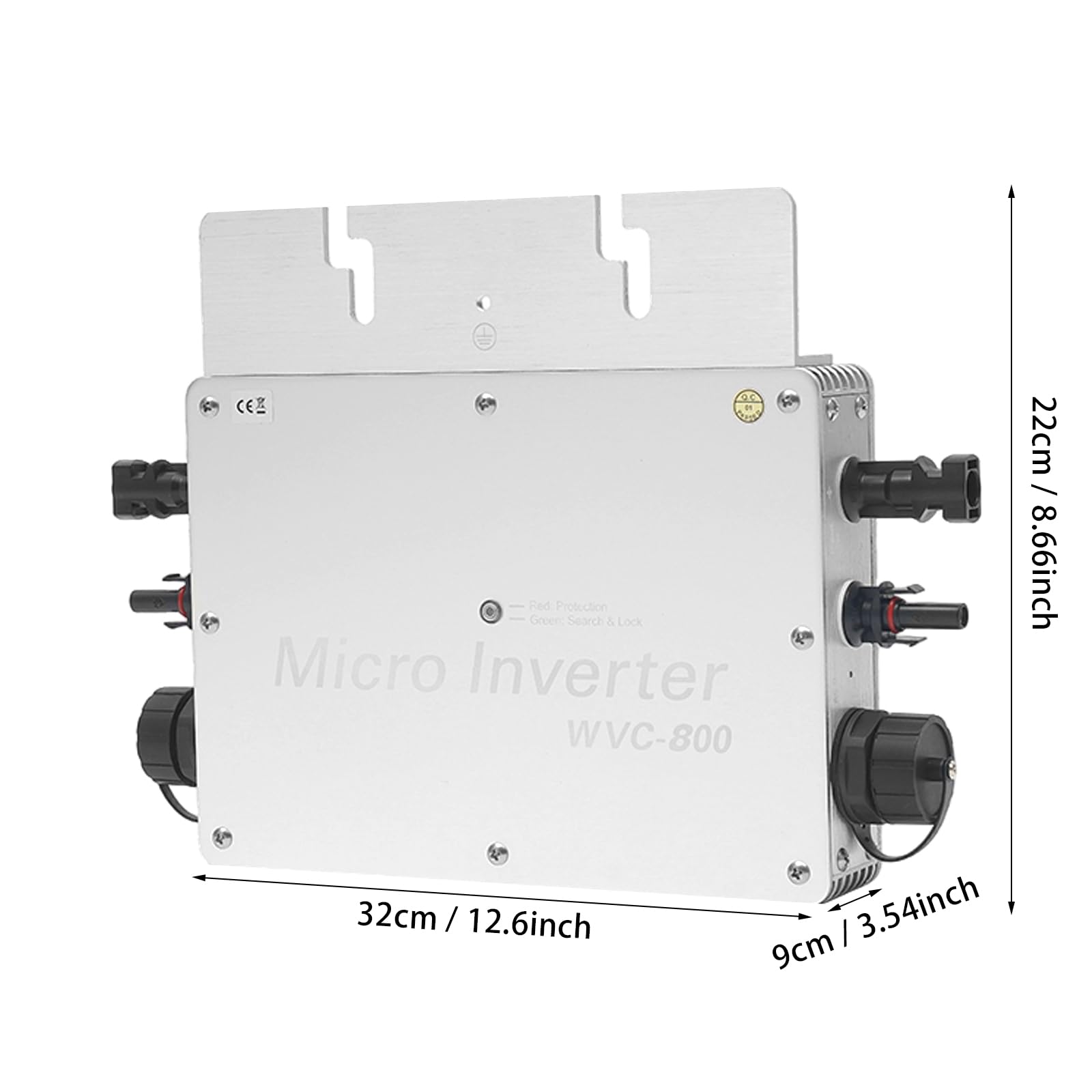 Convertitore di corrente solare, 800W microinverter con display LCD, convertitore Plug & Play ideale per impianto solare sul balcone (Argento)