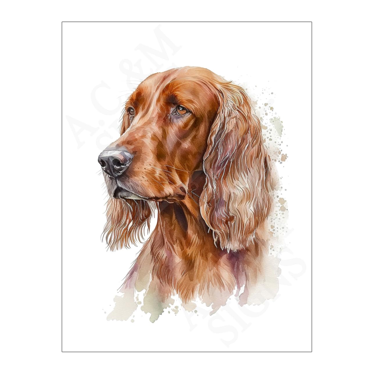 Red Setter Dog Metal Wall Art Print Sign, 10.6 x 8 inches 15933